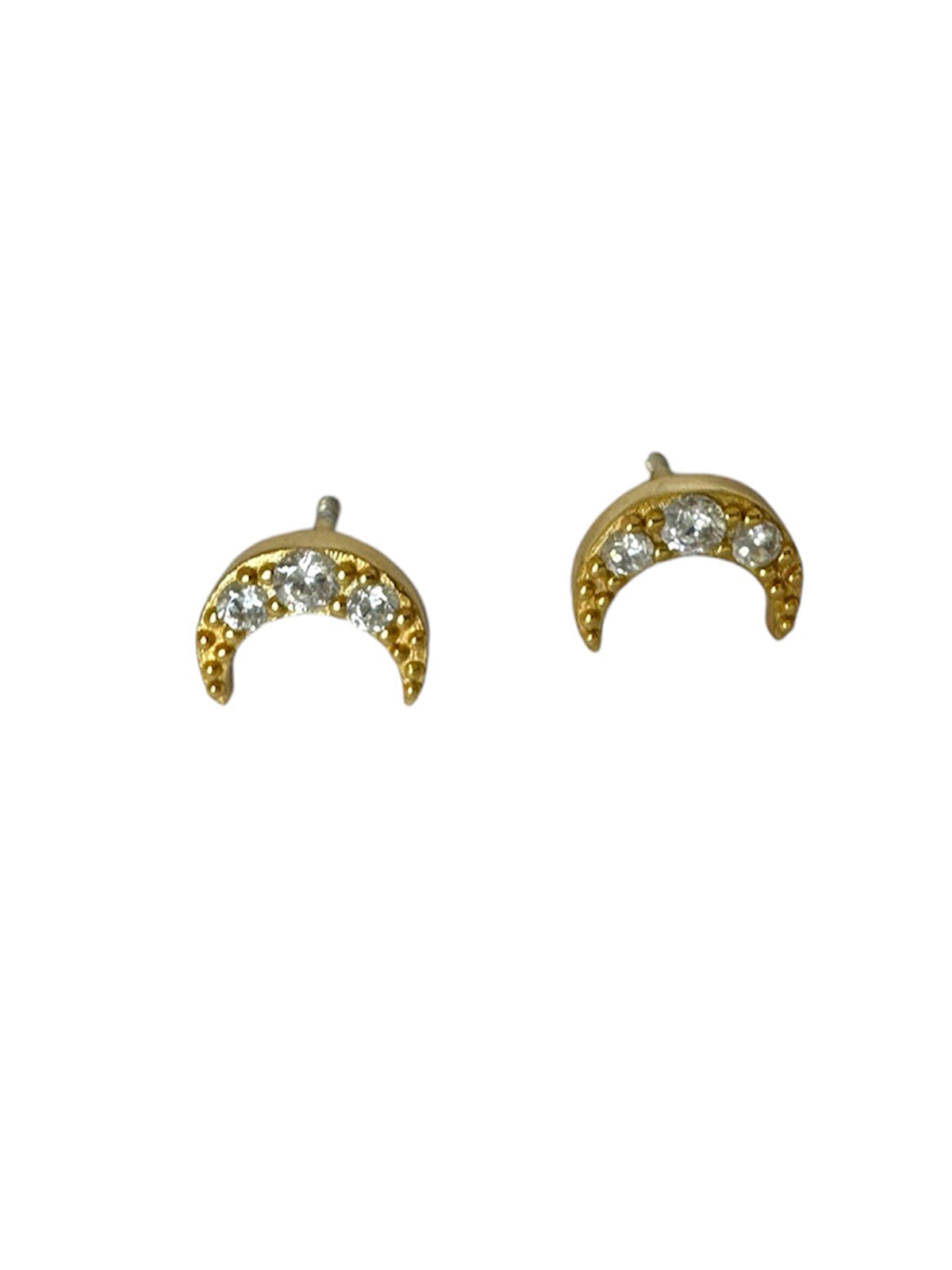 Aretes Luna Plata 925, Chapado en Oro