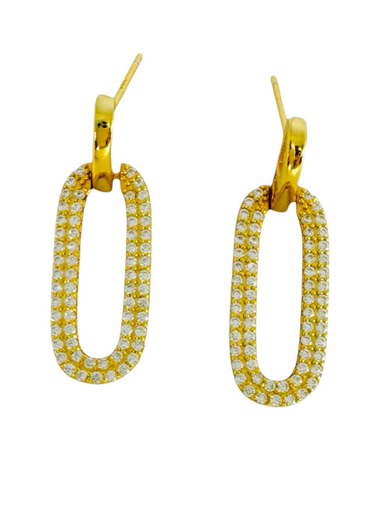 Aretes Pave Plata 925, Chapado en Oro