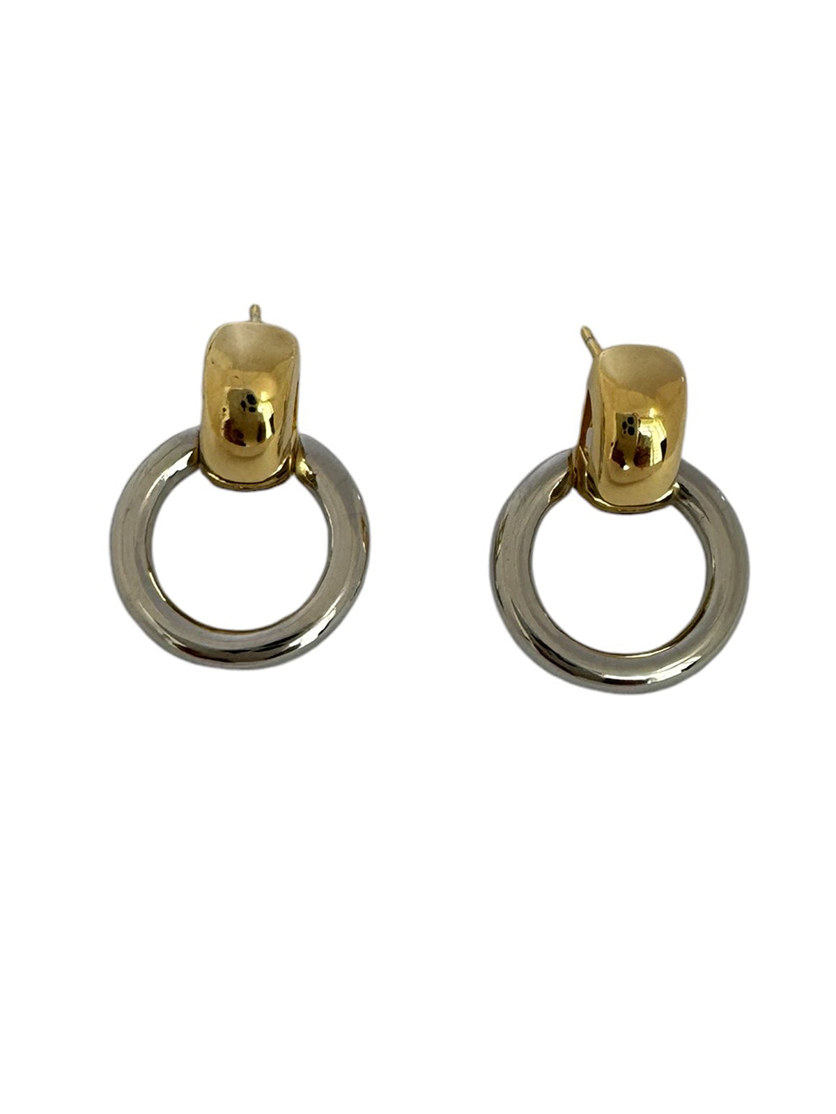 Aretes Dos Tonos Plata 925, Chapado en Oro