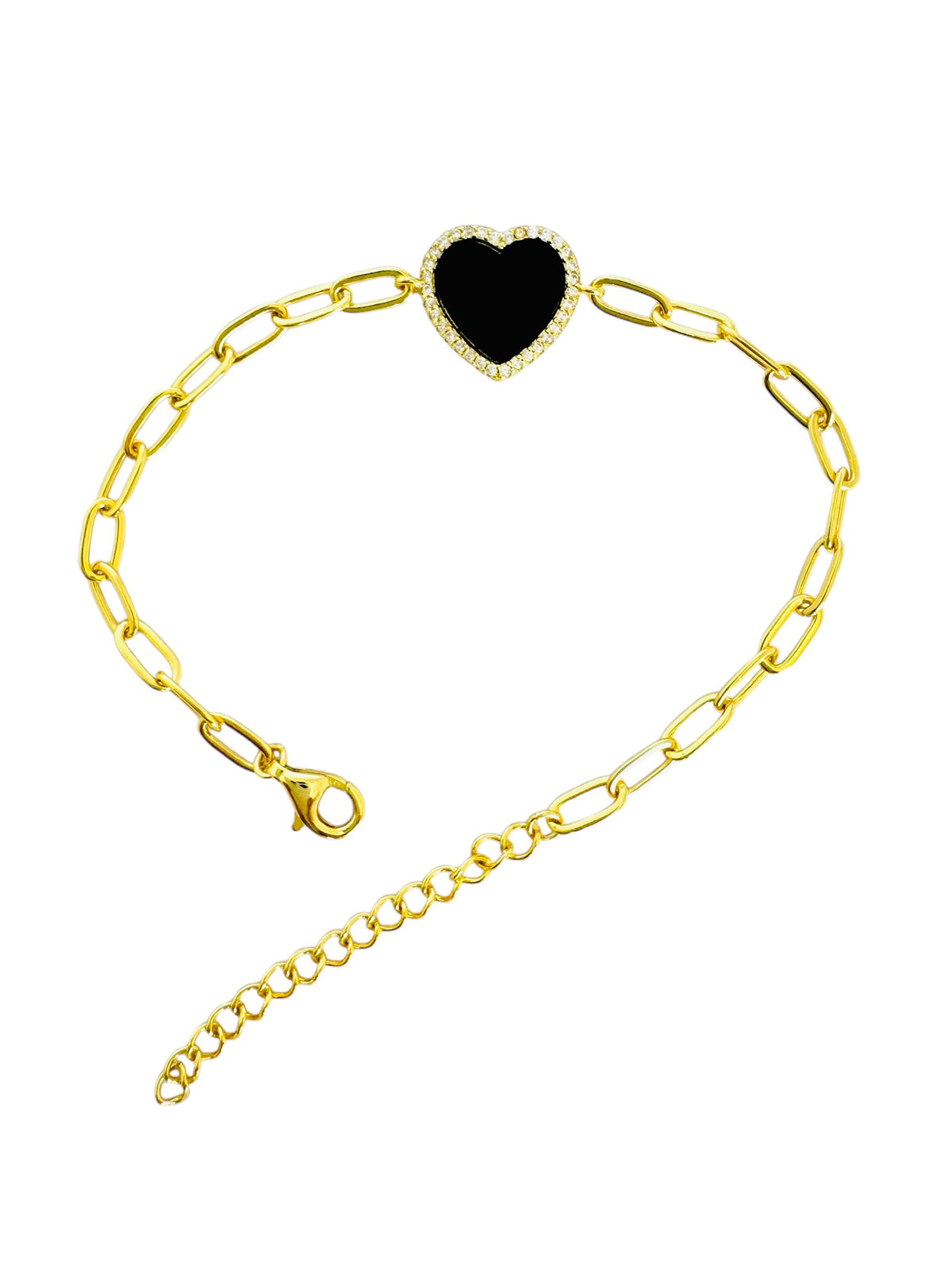 Brazalete con Corazón, Plata 925, Chapado en Oro