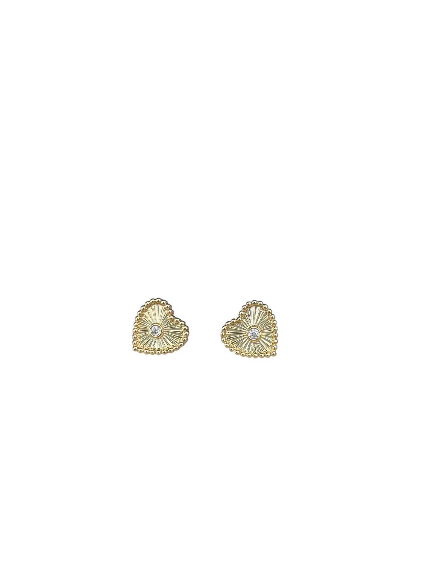 Aretes Forma De Corazon,Metal Brass,Chapado En Oro