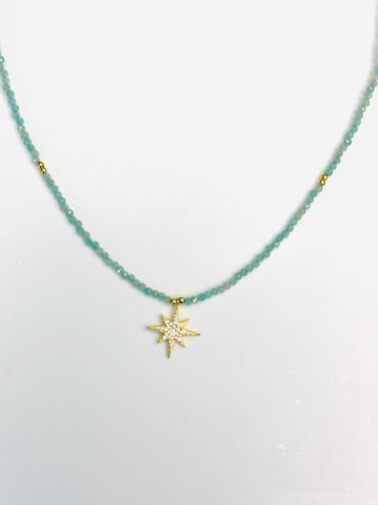 Collar Piedras Trquesas Pendant Forma De Estrella