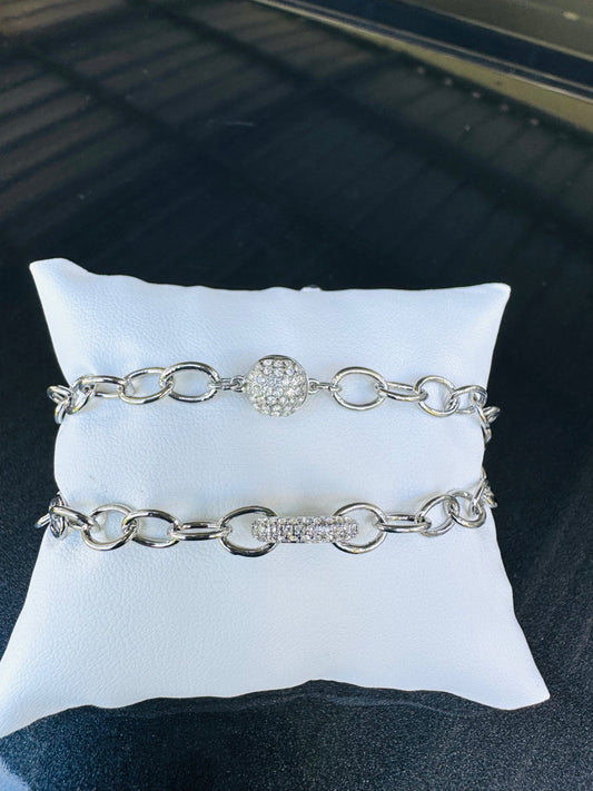 Brazalete,Eslabones Con Piedras Swarovki