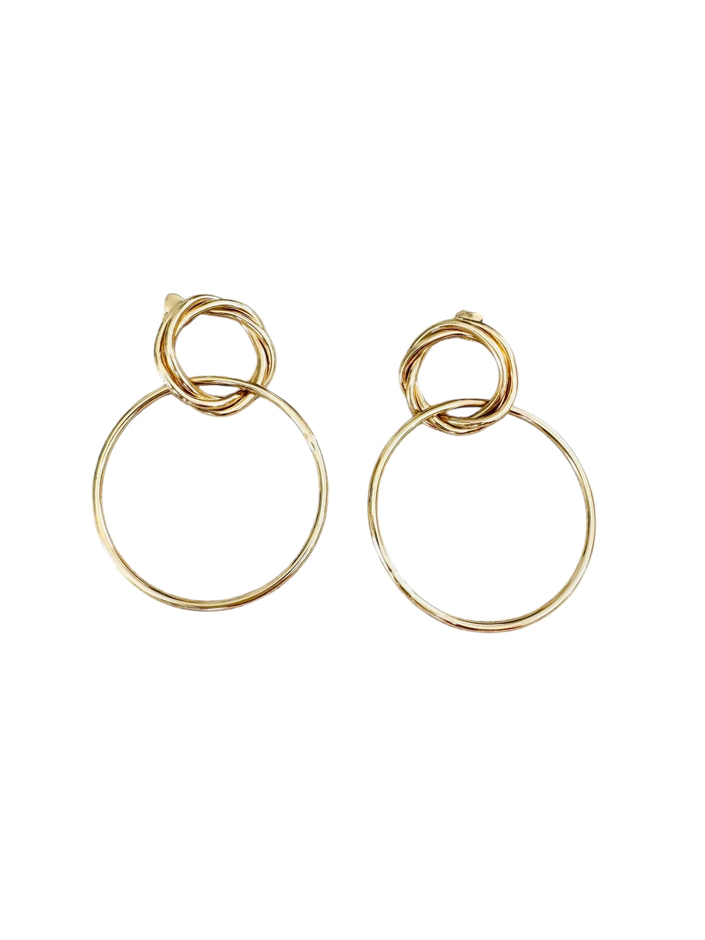 Aretes Circulares,Metal Brass,Chapado En Oro