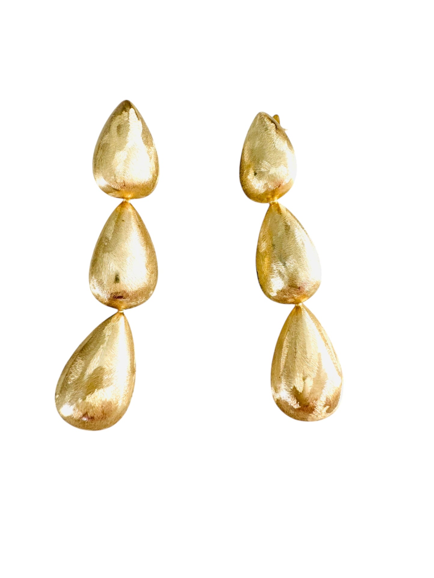 Aretes,En Gotas,Livianos,Metal Brass,Chapado en oro