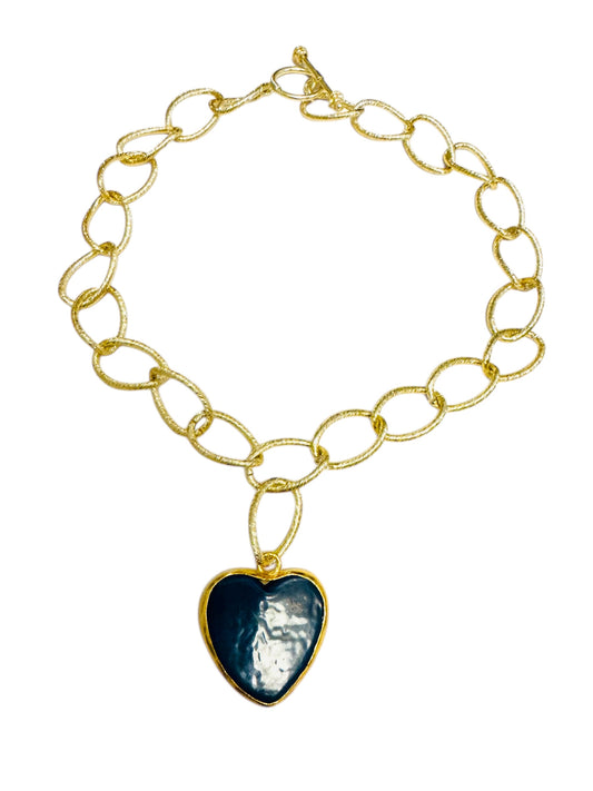 Cadena Con Corazon Azul